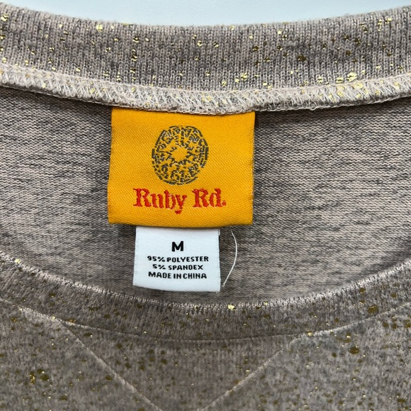 Ruby Rd. Shirt Women’s Medium Brown Long Sleeve Polyester Blend Gold Flecked - Picture 3 of 13